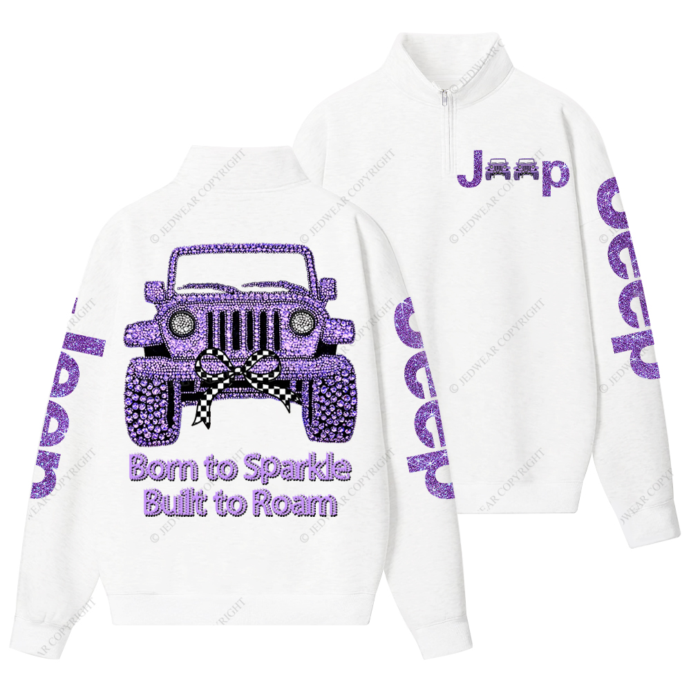 Girl Purple Car Bling Bling Jp Half-Zip Jacket Sweatshirt