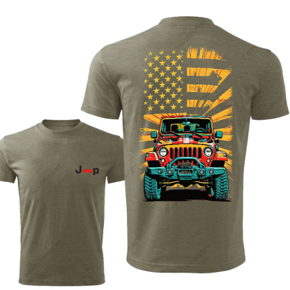 Four-Wheeler American Flag Love Front And Rear Design Jp T-Shirt