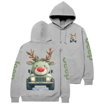 Cute Off-road Vehicle Transformed Into A Christmas Reindeer Jp Casual Hoodie