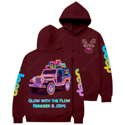 Glow With The Flow Reindeer Jp Casual Hoodie