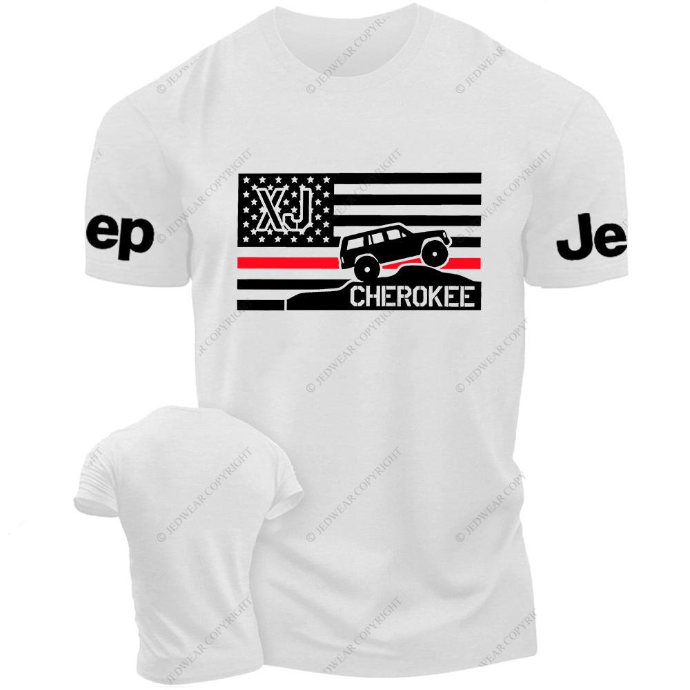 Cherokee XJ Firefighter Red Line American Flag Silhouette Jp T-Shirt