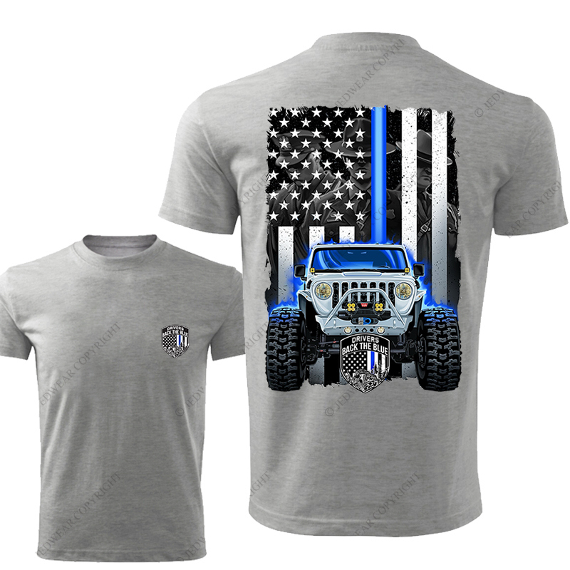 Drivers Back The Blue American Flag Policeman Police Car Badge Jp T-Shirt
