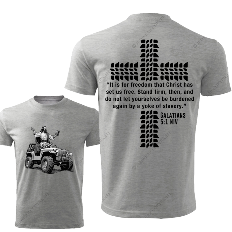 Galatians 5:1 NIV Religion Cross Jesus Bible Wheelmarks Psalm Jp T-Shirt
