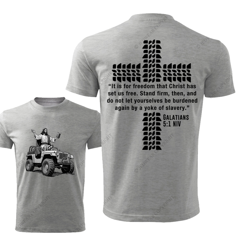 Galatians 5:1 NIV Religion Cross Jesus Bible Wheelmarks Psalm Jp T-Shirt