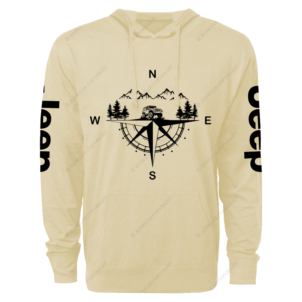 Compass Mountains And Trees Jp Lightweight Hoodie