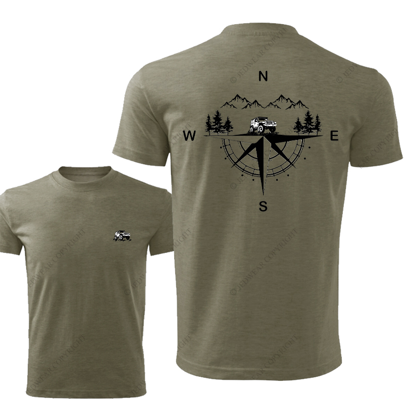 Compass Mountains And Trees Front And Rear Design JP T-Shirt