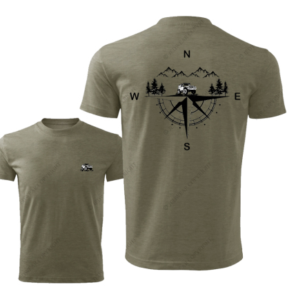 Compass Mountains And Trees Front And Rear Design JP T-Shirt