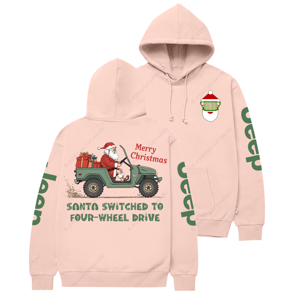 Merry Christmas Santa Santa Switched To Four-Wheel Drive Jp Casual Hoodie