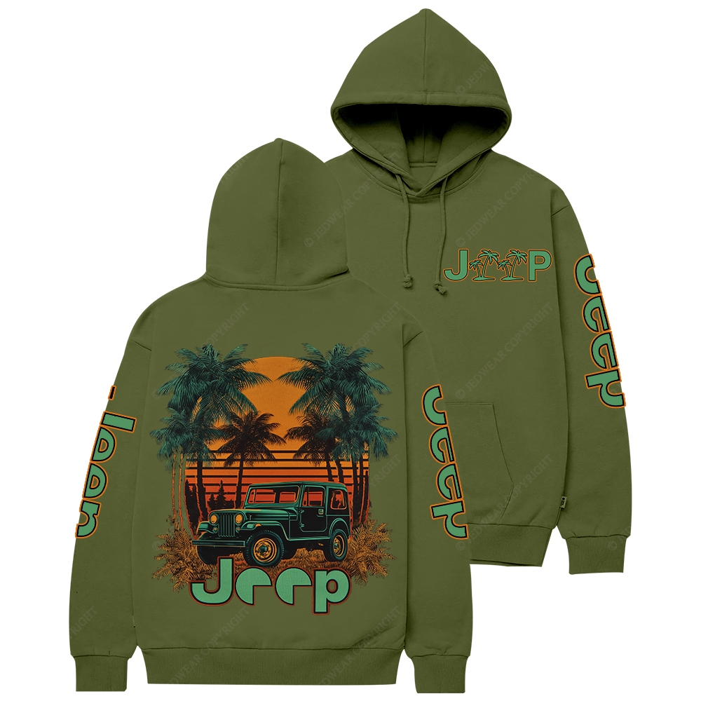Palm Tree Off-Road Beach Sunset Jp Casual Hoodie