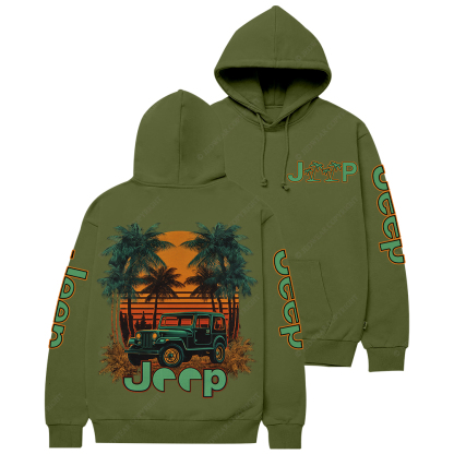 Palm Tree Off-Road Beach Sunset Jp Casual Hoodie
