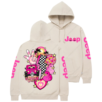 Pink off-Roading Vehicle Sunset Chaser Rubber Duck Jp Casual Hoodie