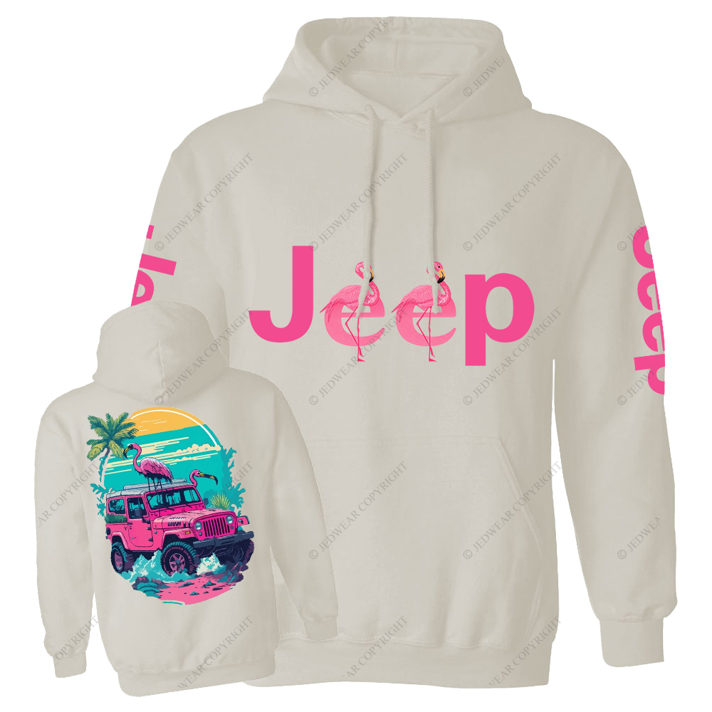 Pink Off-Road And Pink Swan Flamingo On The Seashore Jp Casual Hoodie