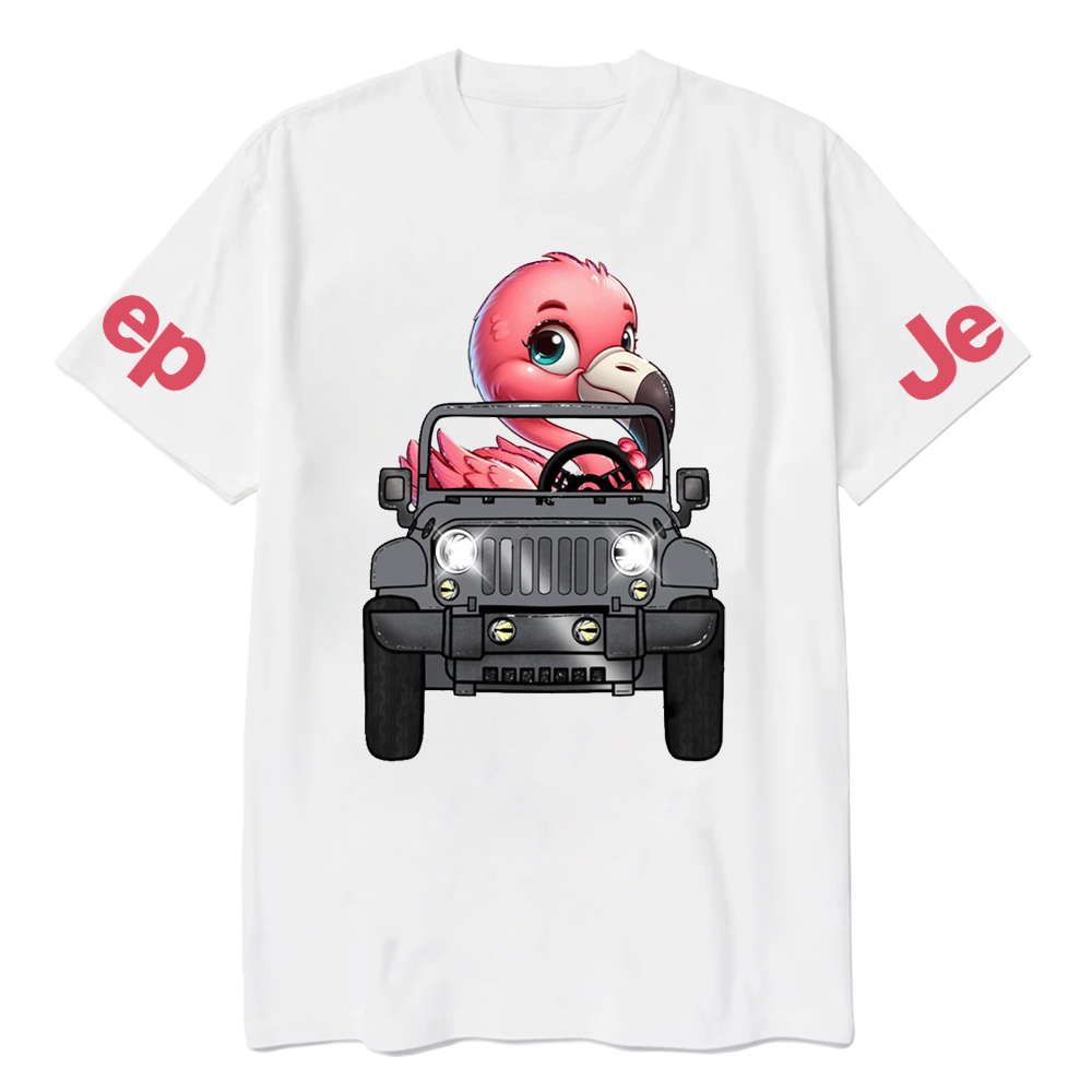 Flamingo Driving Car vJp T-Shirt