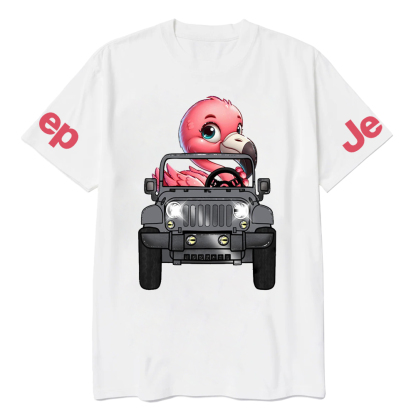 Flamingo Driving Car vJp T-Shirt