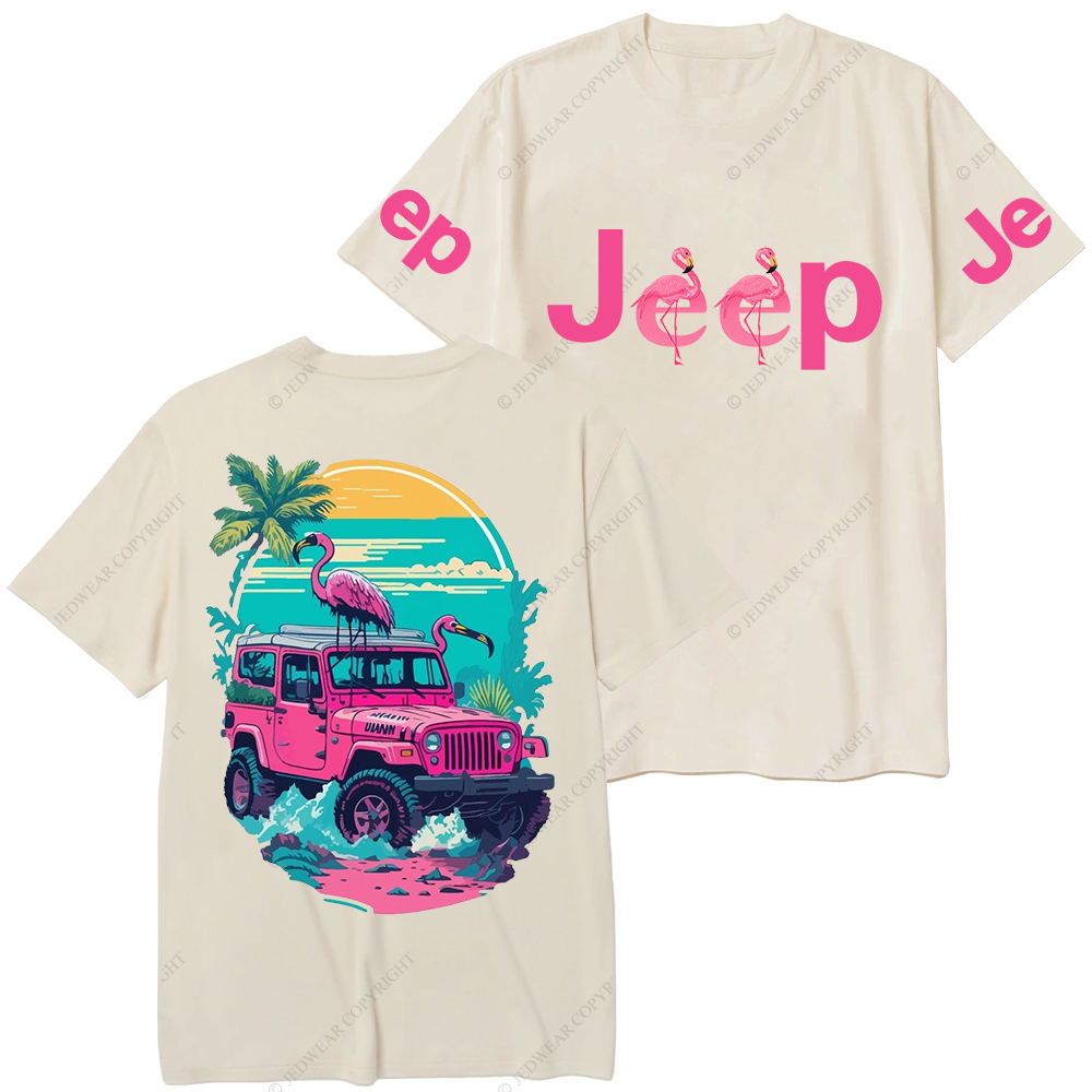 Pink Off-Road And Pink Swan Flamingo On The Seashore Jp T-Shirt