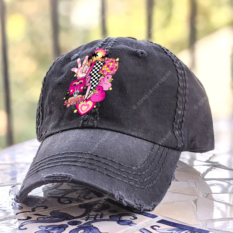 Pink off-Roading Vehicle Sunset Chaser Rubber Duck Jp Baseball Cap