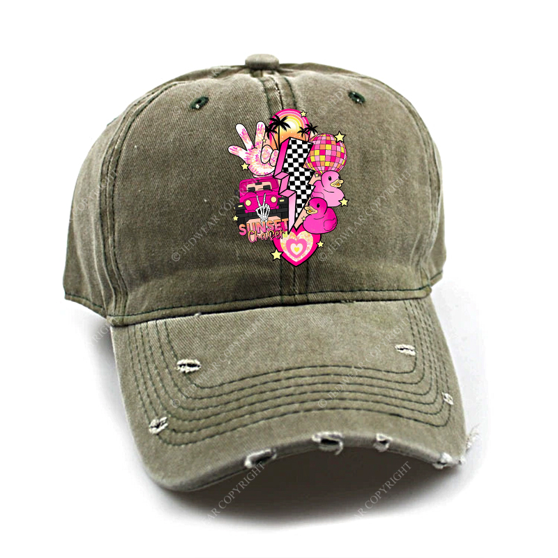 Pink off-Roading Vehicle Sunset Chaser Rubber Duck Jp Baseball Cap