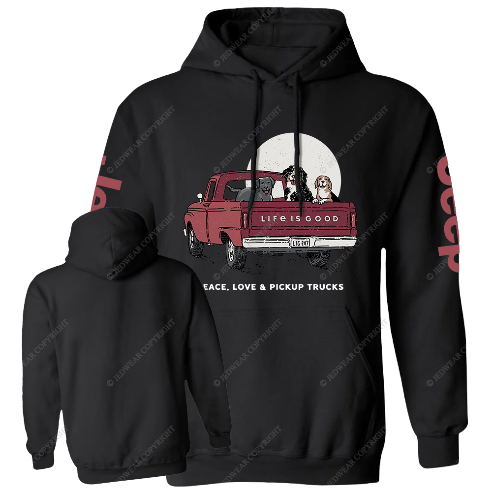 Life Is Good Women's Peace Love Pickup Trucks Jp Casual Hoodie