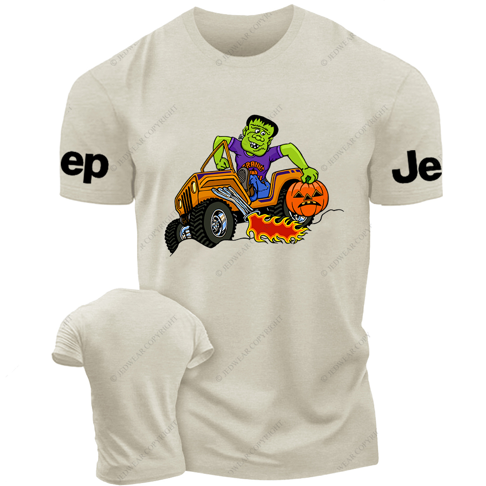 Funny Frankenstein Driving An Orange Car Jp T-Shirt