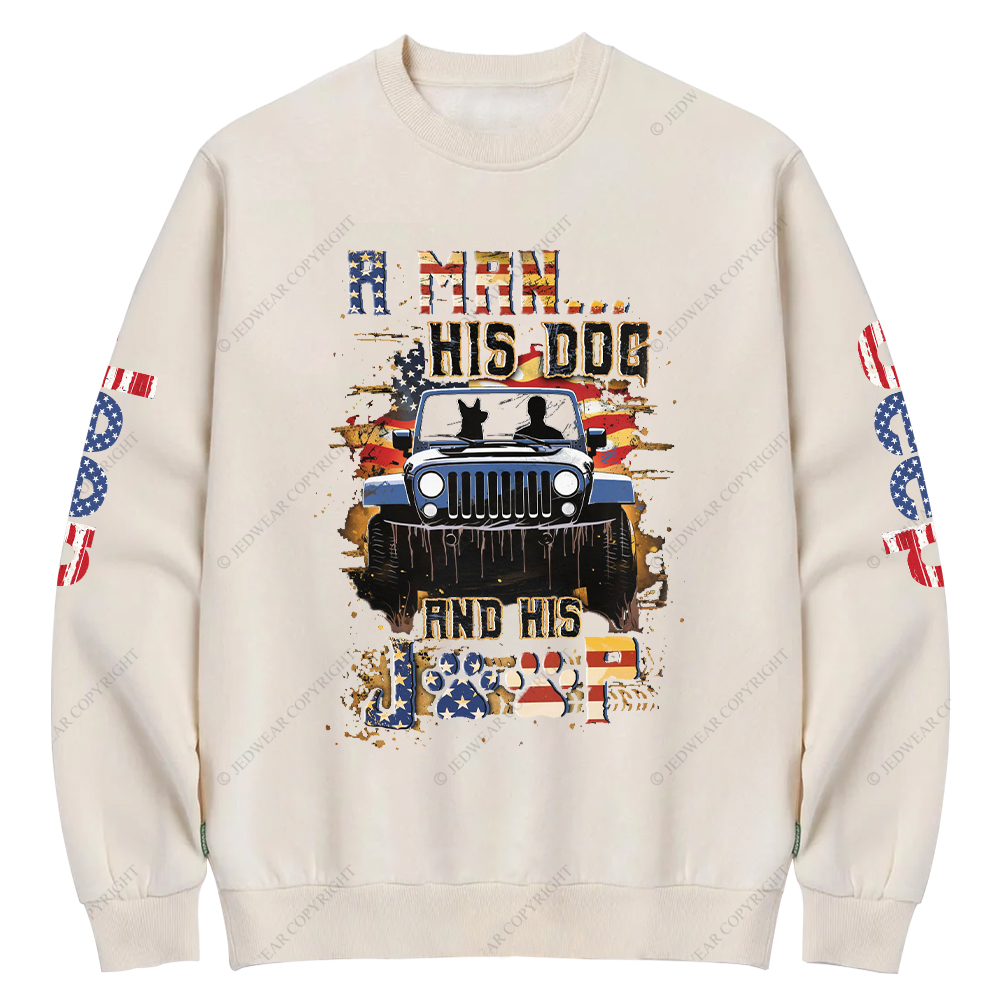 A Man His Dog And His Car Jp Crew Neck Sweatshirt