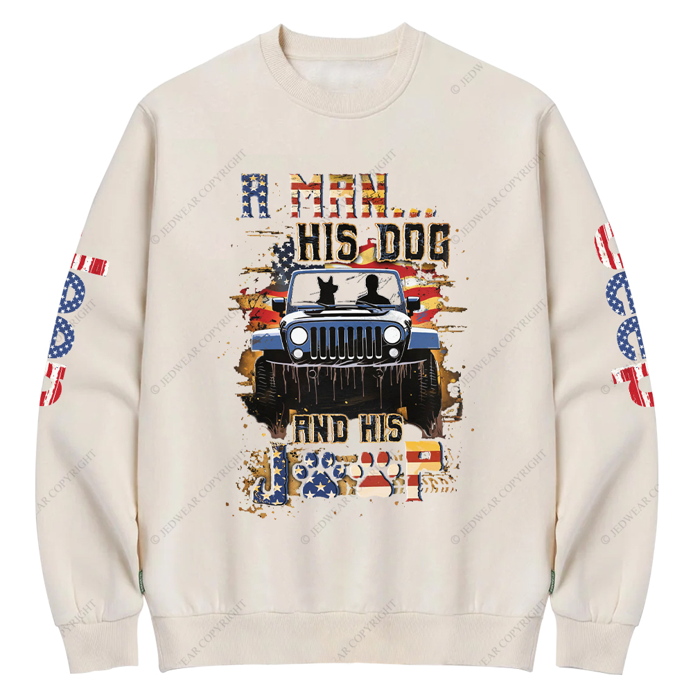 A Man His Dog And His Car Jp Crew Neck Sweatshirt