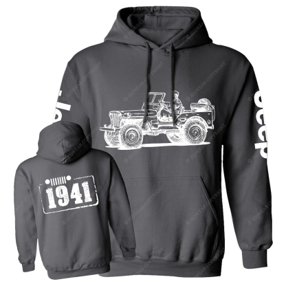 Black And White Sketch Front And Rear Design Since 1941 Jp Casual Hoodie