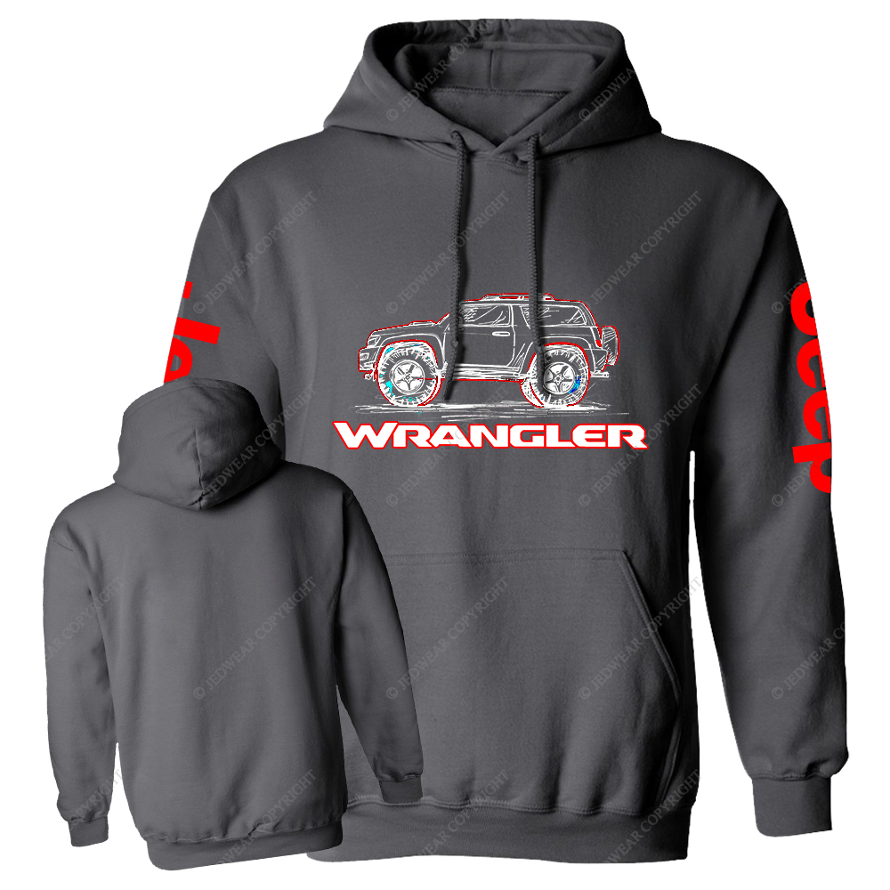 Red Hand-Painted Off-Road Car Country Jp Casual Hoodie