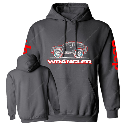 Red Hand-Painted Off-Road Car Country Jp Casual Hoodie