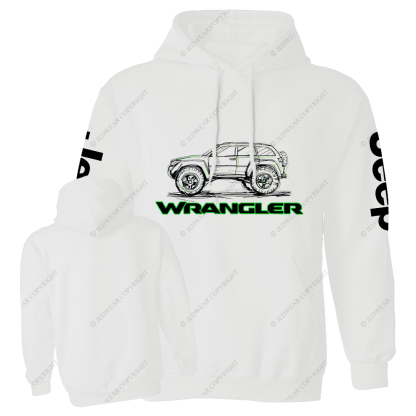 Green Hand-Painted Off-Road Car Country Jp Casual Hoodie
