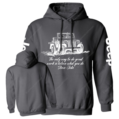 Veterans Off-Road Military Vehicle Black And White Drawing Jp Casual Hoodie