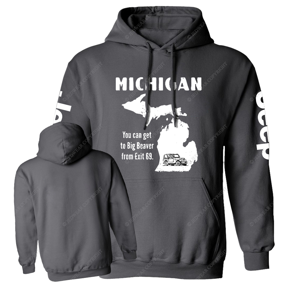 Michigan You Can Get To Big Beaver From Exit 69 Map Of America Jp Casual Hoodie