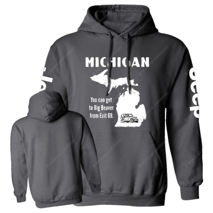 Michigan You Can Get To Big Beaver From Exit 69 Map Of America Jp Casual Hoodie