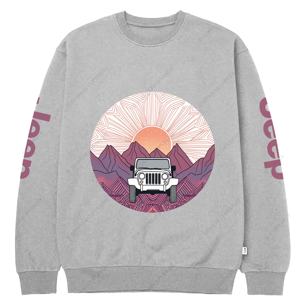 A Car Driving Through A Mountain Jp Crew Neck Sweatshirt