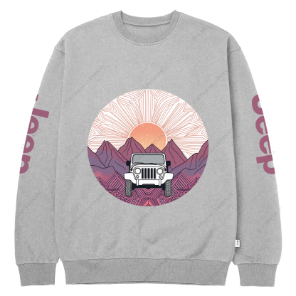 A Car Driving Through A Mountain Jp Crew Neck Sweatshirt