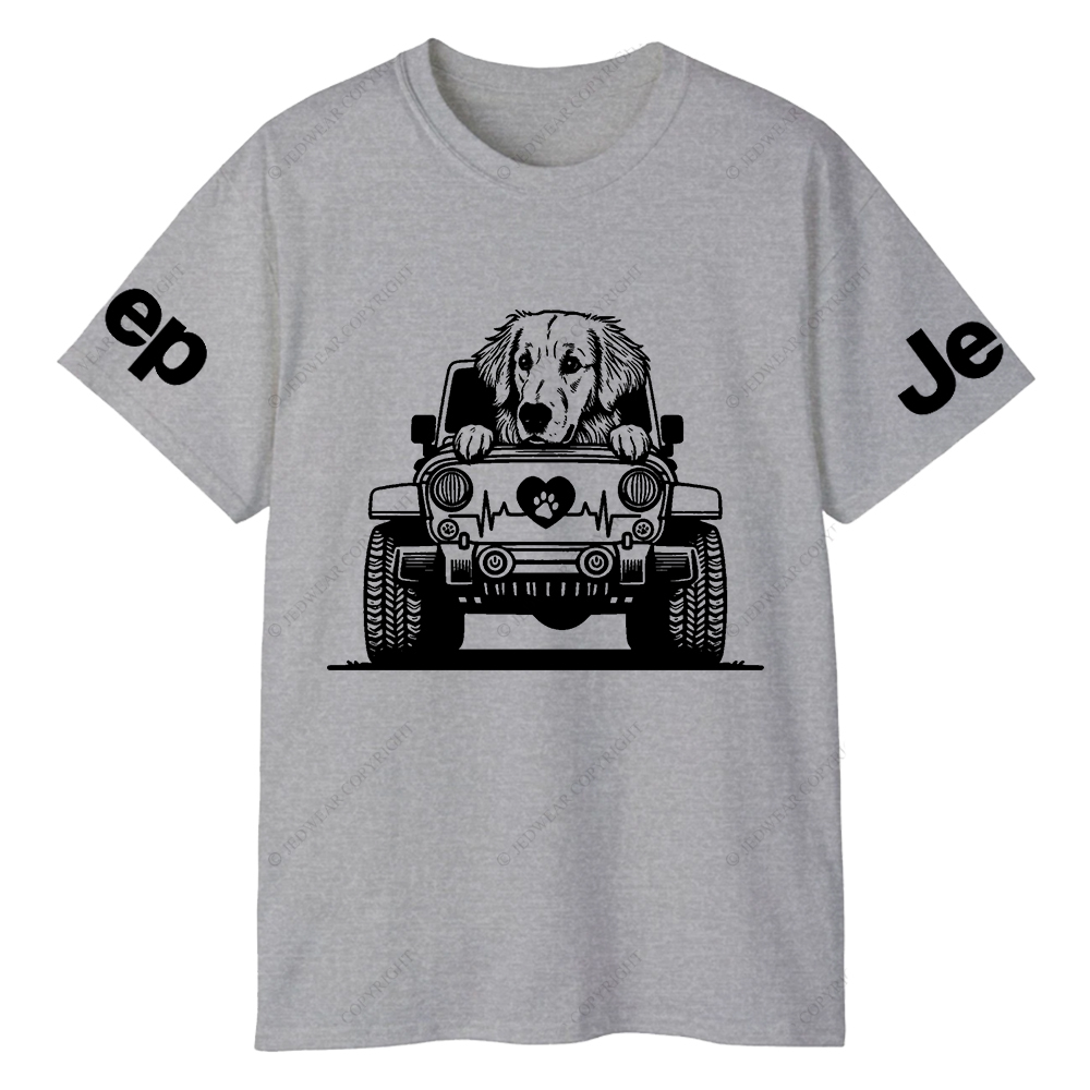 Golden Retriever Peeking On Car Jp T-Shirt