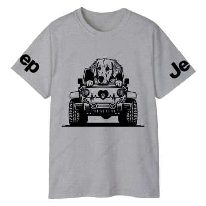 Golden Retriever Peeking On Car Jp T-Shirt