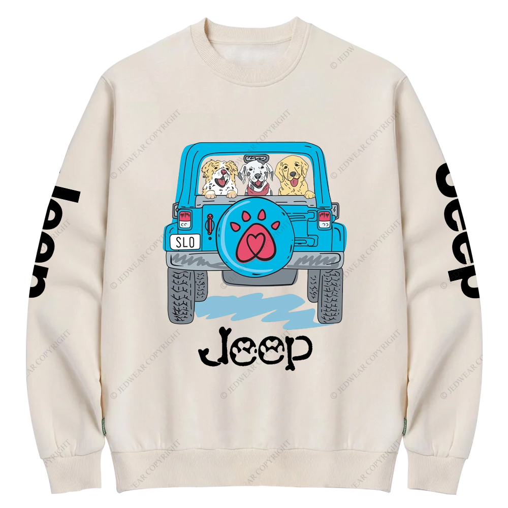 Dogs Pets Travel In Car Jp Crew Neck Sweatshirt