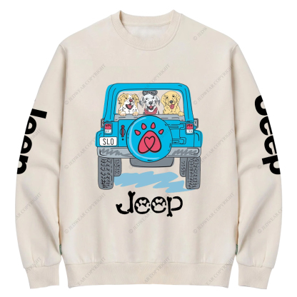 Dogs Pets Travel In Car Jp Crew Neck Sweatshirt
