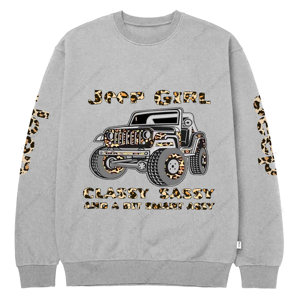 Classy Sassy And A Bit Smart Assy Leopard Print Jp Crew Neck Sweatshirt