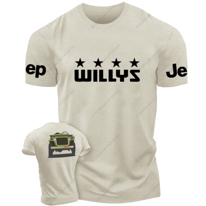 Willys Car WW2 Colorful Hand-Painted Jp T-Shirt