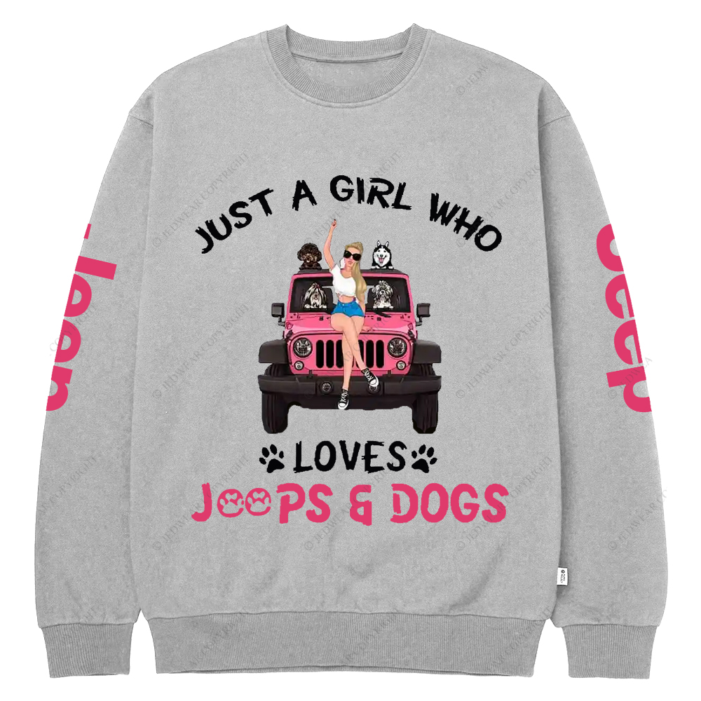 Just A Girl Who Loves Car And Dogs Jp Crew Neck Sweatshirt