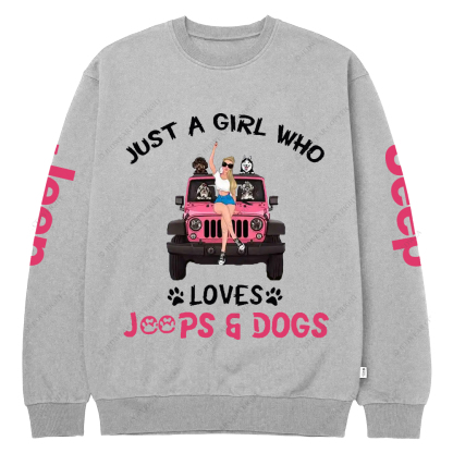 Just A Girl Who Loves Car And Dogs Jp Crew Neck Sweatshirt