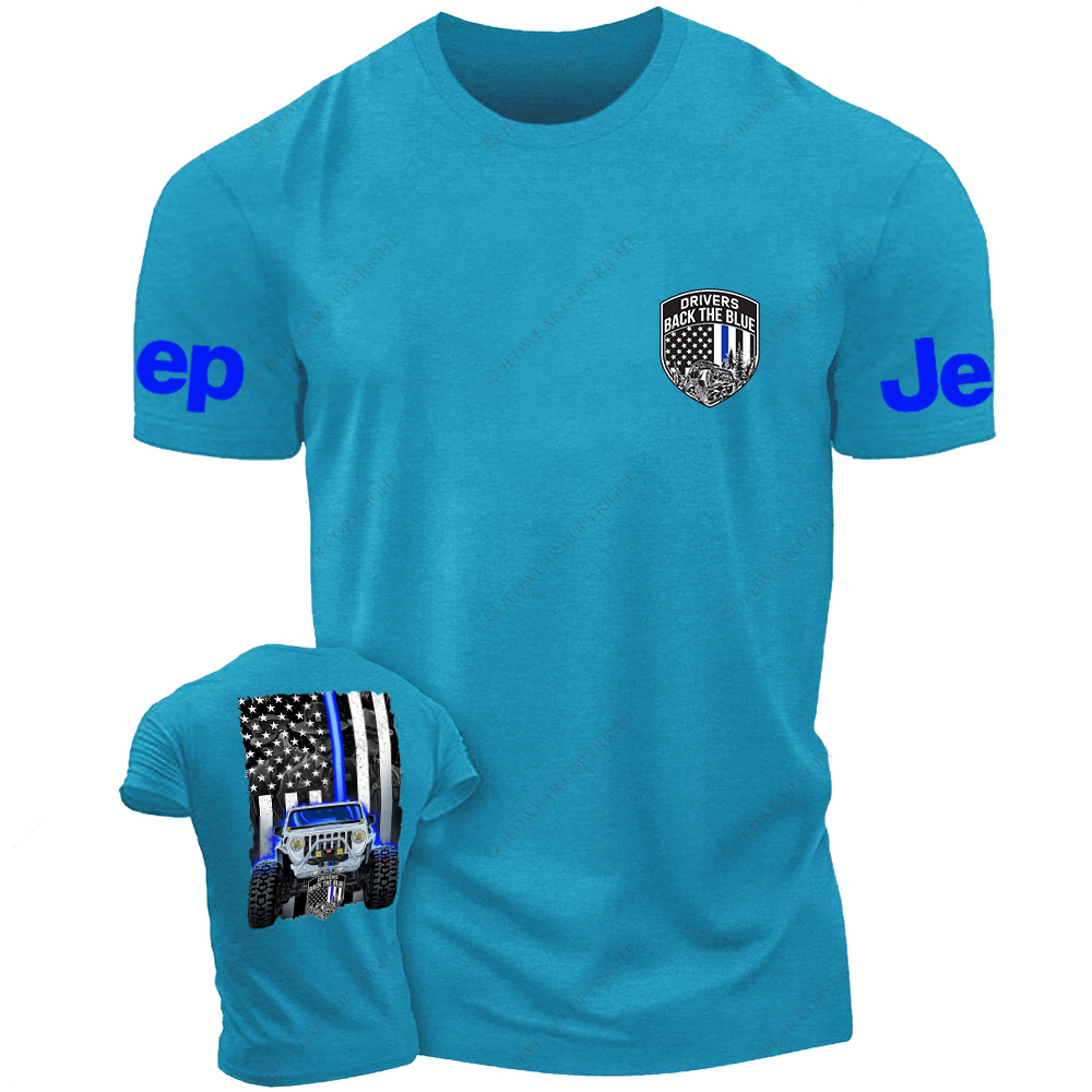 Drivers Back The Blue American Flag Policeman Police Car Badge Jp T-Shirt