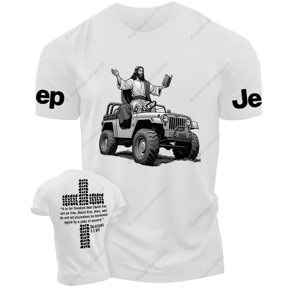 Galatians 5:1 NIV Religion Cross Jesus Bible Wheelmarks Psalm Jp T-Shirt