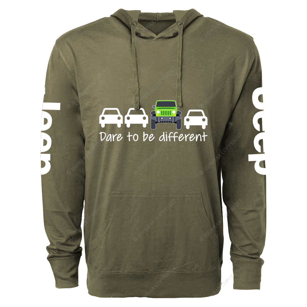 Dare To Be Different Green Car Jp Lightweight Hoodie