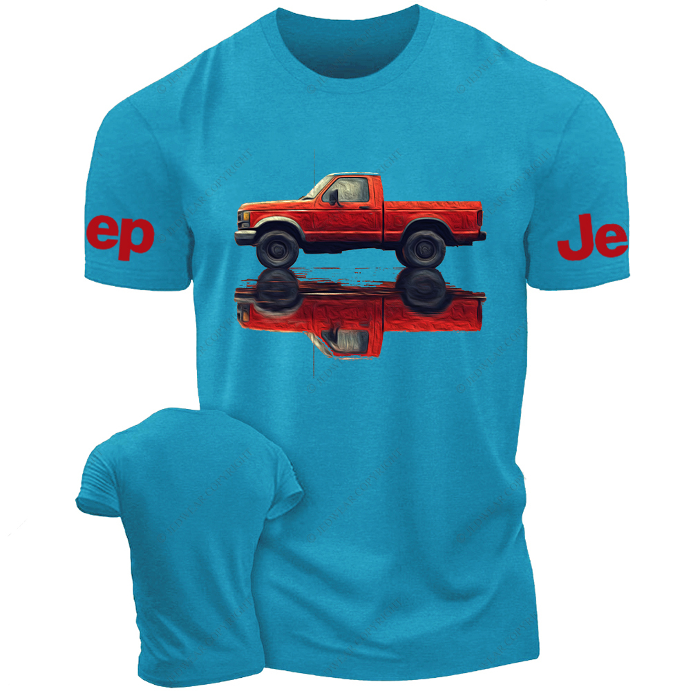 Red Off-Road Vehicle Truck Oil Painting Jp T-Shirt