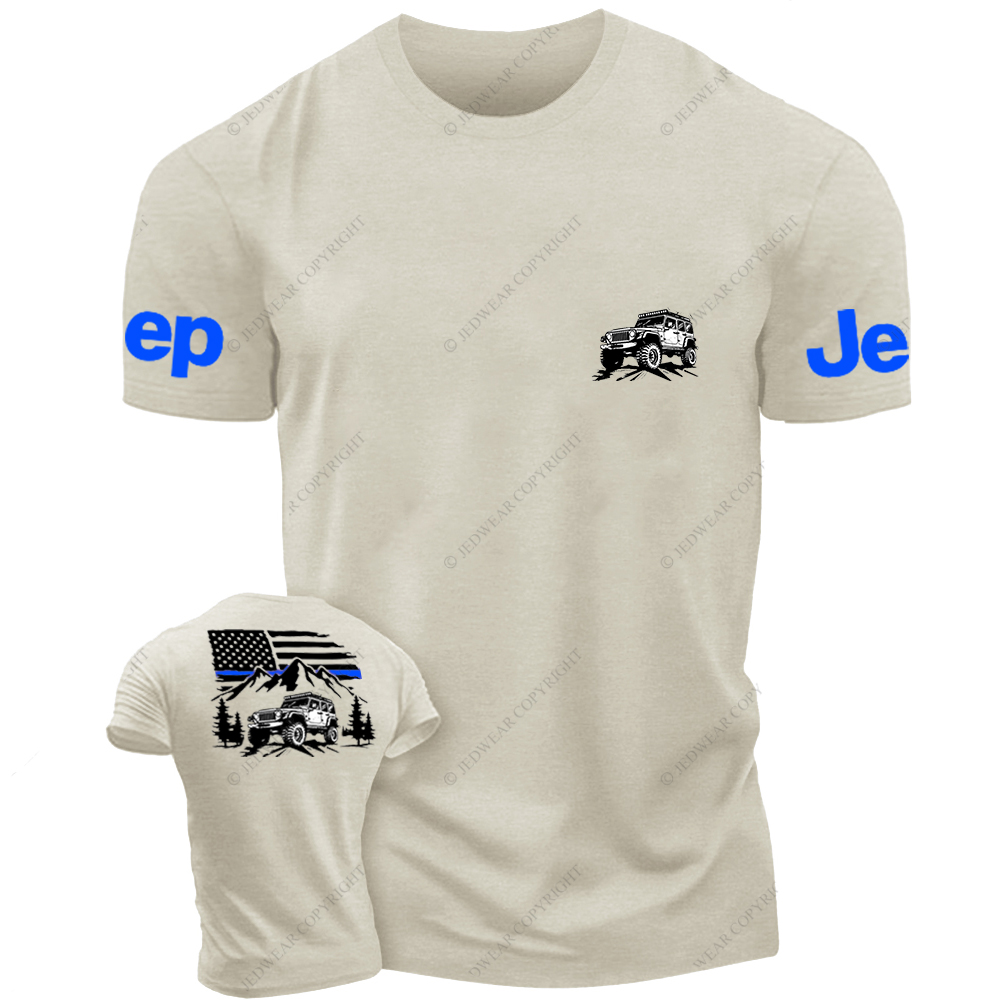 Jp Police Blue Line American Flag Mountains Silhouette Jp T-Shirt