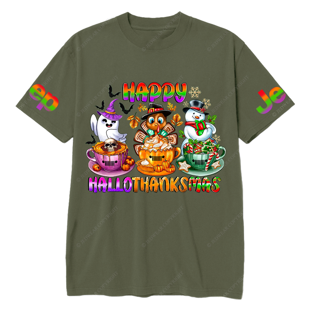 Happy Hallothanksmas Halloween Christmas Thanksgiving Jp T-Shirt