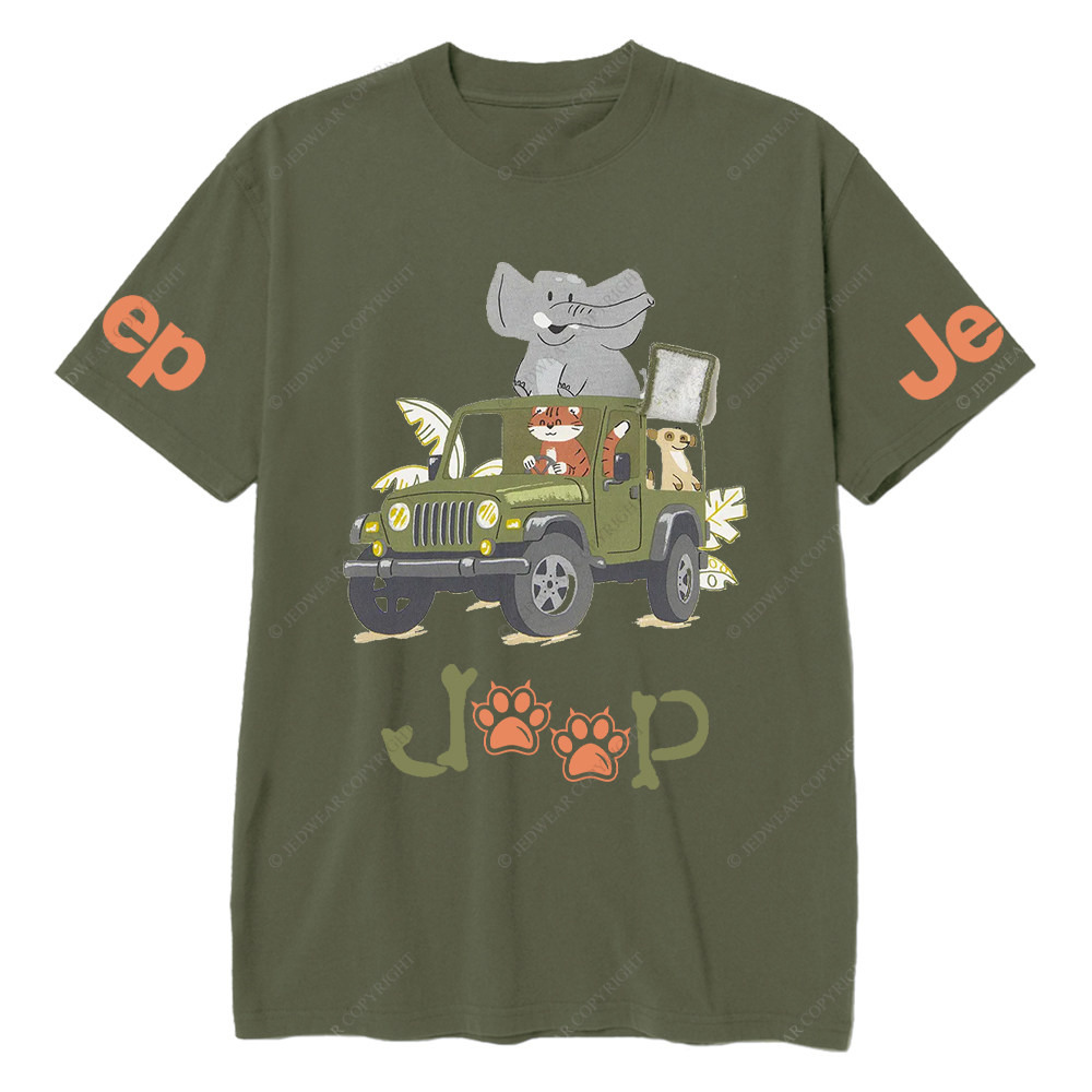 Cartoon Cat Driving A Car And Elephant Funny Jp T-Shirt
