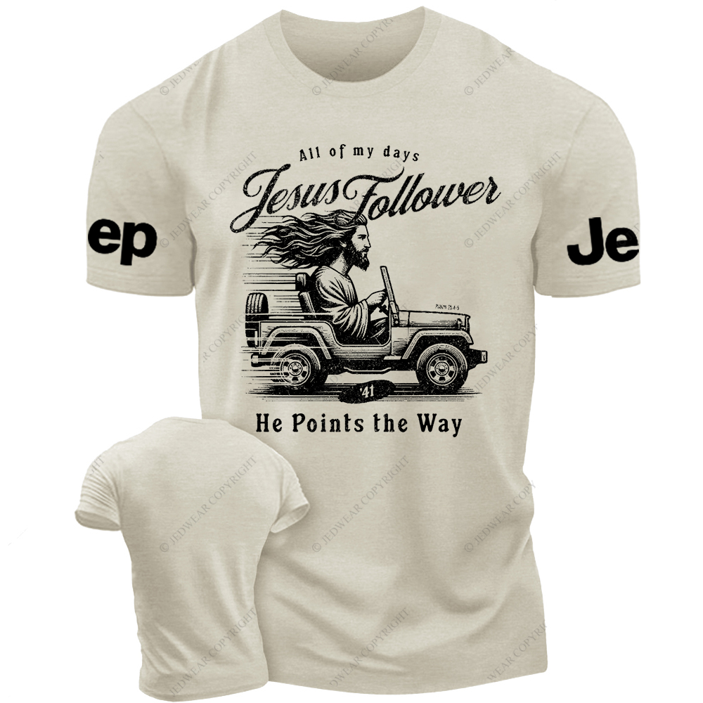 Follower Of Jesus Religion He Points The Way Jp T-Shirt